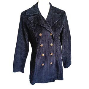 90s Double Breasted Broad Corduroy Jacket Lightly Padded Shoulders Fitted EUC